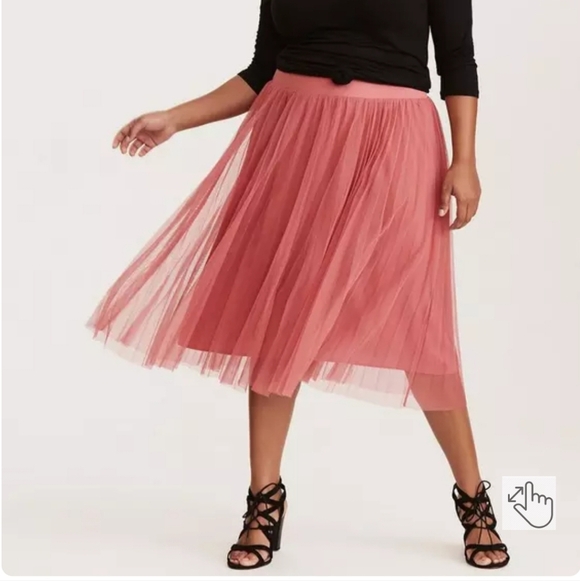 NWT Torrid Mauve Pink Pleated Mesh Midi Skirt Pull On Stretch Size Large XL (0) - Picture 14 of 14